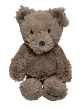 Carters Teddy Bear Brown Mocha Brown Plush 9" Stuffed Animal Foot Stamp.